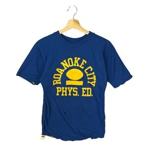 Vintage 70s Russell Athletic Roanoke Phys Ed Double Face Shirt Size S Blue